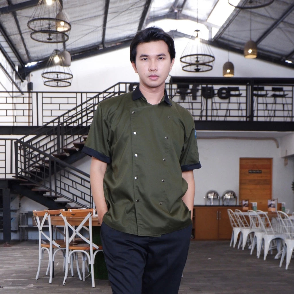 Risum - Olive Black Chef Coat